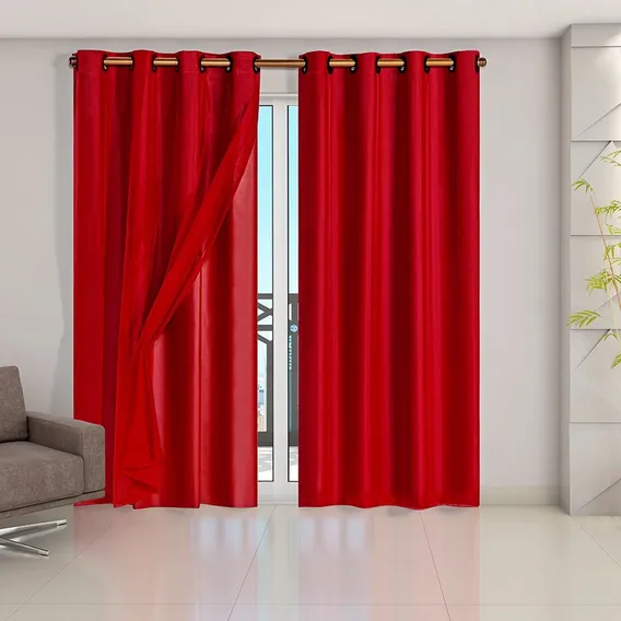Cortina Blackout Blecaute C/ Voil 2,80 X 2,30 - Eddi Casa Cor Vermelho Foto 1