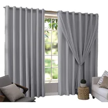 Cortina Blackout Blecaute Pvc C Voil 230 X 280 Atacado Cor Cinza Mc Cortinas Foto  mini 1