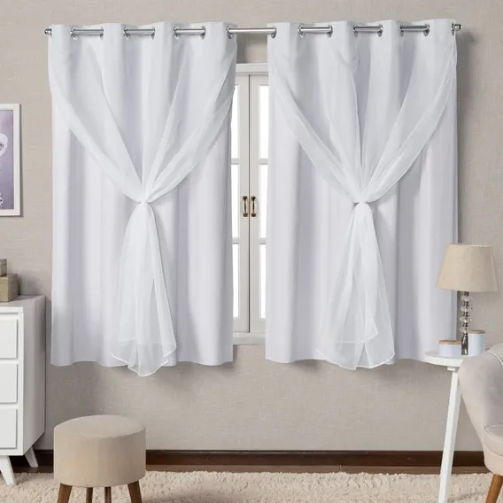Cortina Blackout Com Voil 2,80x1,60 Branca Cor Cortina Branca Foto 1