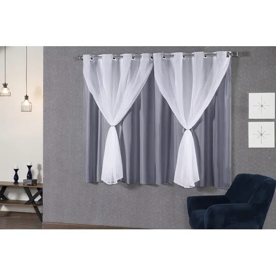 Cortina Blackout Cortina Corta Luz 2,80x1,60m Cortina Sala Cor Cinza Foto 1