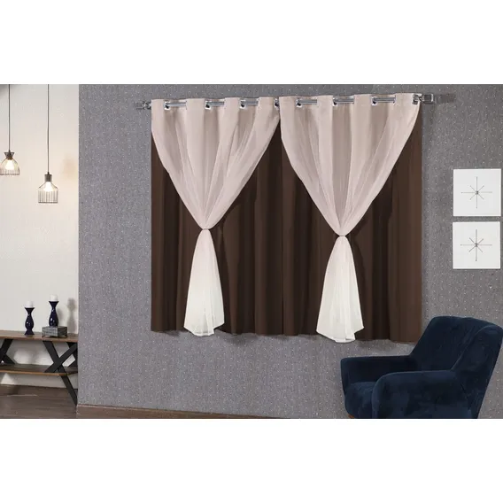 Cortina Blackout Cortina Corta Luz 2,80x1,60m Cortina Sala Cor Marrom Foto 1