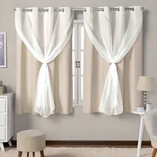 Cortina Blackout De Pvc Com Voil 2,80m X 1,60m Bege Cor Cortina Bege Foto mini 1