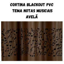 Cortina Blackout De Varão 2,20 X 1,30 Veda Luz Rapido Cor Marrom Notas Musicais Foto mini 3