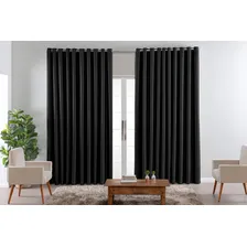 Cortina Blackout Em Tecido 3 00x2 50 Corta Luz Franzida Cor Preto Foto mini 2