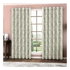 Cortina Blackout Folhas Jacquard Bege 2,90m X 1,80m Adomes Foto  mini 1