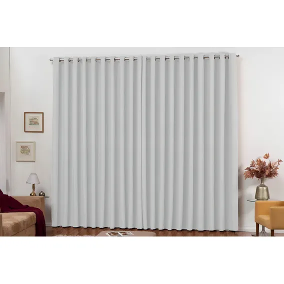 Cortina Blackout Liso 4 Metros X2,80m Blecaute Bloqueia 100% Cor Gelo Foto 1