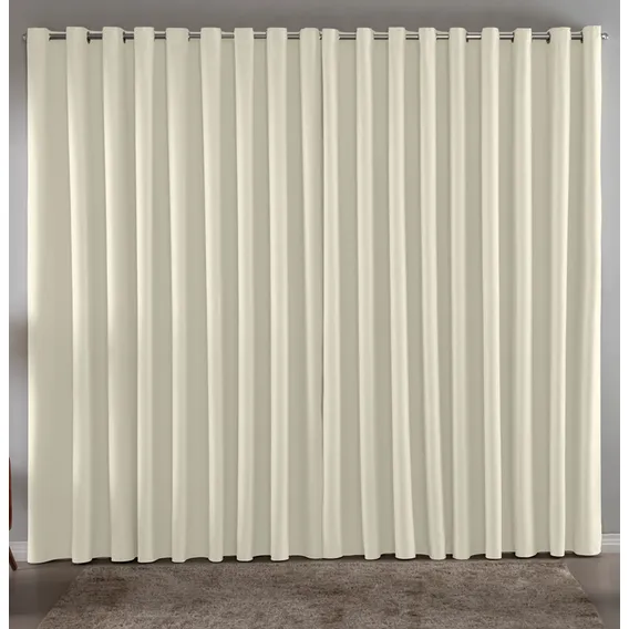 Cortina Blackout Liso 4 Metros X2,80m Blecaute Bloqueia 100% Cor Palha Foto 1
