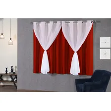 Cortina Blackout Pvc E Voil Cortina Pra Janela 2,20x1,30m Cor Vermelho Foto  mini 1