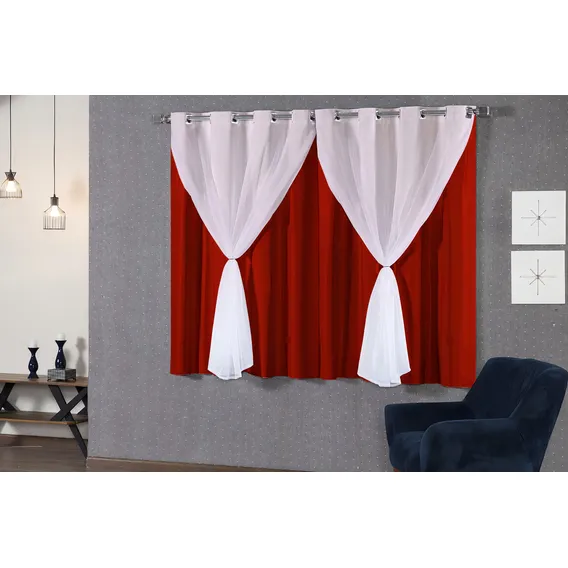 Cortina Blackout Pvc E Voil Cortina Pra Janela 2,20x1,30m Cor Vermelho Foto 1