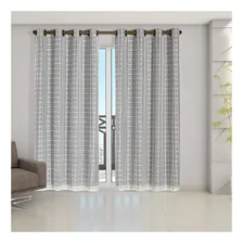 Cortina Blackout Pvc Prata Tecido Voil Xadrez 2,80x2,30 Bege Foto mini 1