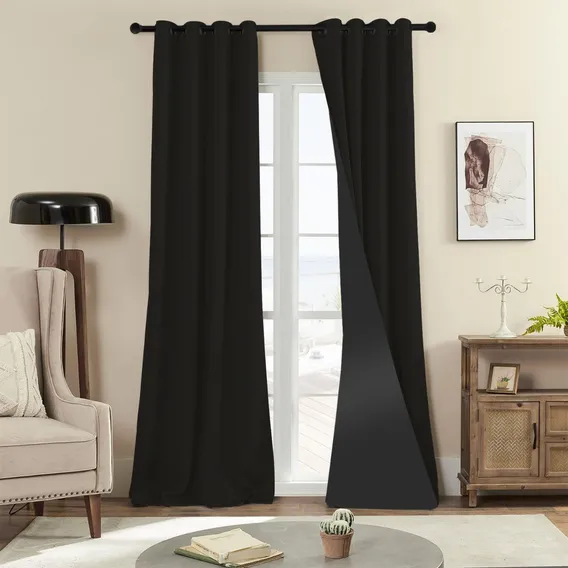 Cortina Blecaute Blackout Corta Luz Sala E Quarto 280 X 270 Cor Preto Foto 1