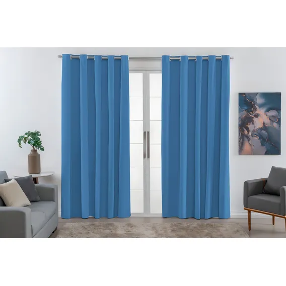 Cortina Blecaute Pvc 260x180 Blackout Corta Luz Quarto Sala Cor Azul Foto 1