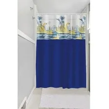 Cortina Box Banheiro Cisne 1,35x2,00 C/ Visor E Ganchos Cor Azul Foto mini  3
