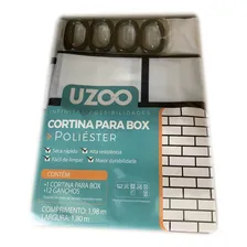 Cortina Box Banheiro Estampada Bella Casa C/ Argola Cor Azul Tijolinho Foto mini  2