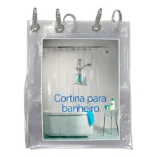 Cortina Box Banheiro Transparente + Presilhas 1,40 X 2,00 M Foto mini 1