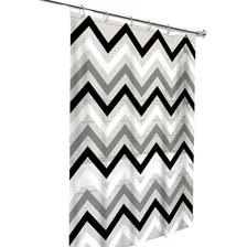 Cortina Box Banheiro Zig Zag Preto Branco Gancho 198x138cm Foto mini  3