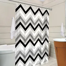 Cortina Box Banheiro Zig Zag Preto Branco Gancho 198x138cm Foto mini  2