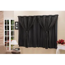 Cortina Corta Luz Blackout Com Voil 2,80x1,60 100% Corta Luz Cor Preto Foto mini 1