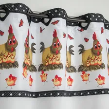 Cortina Cozinha 2,60m X 1,40m / Estampas Variadas Cor Galinha Pintadinha Foto mini  2