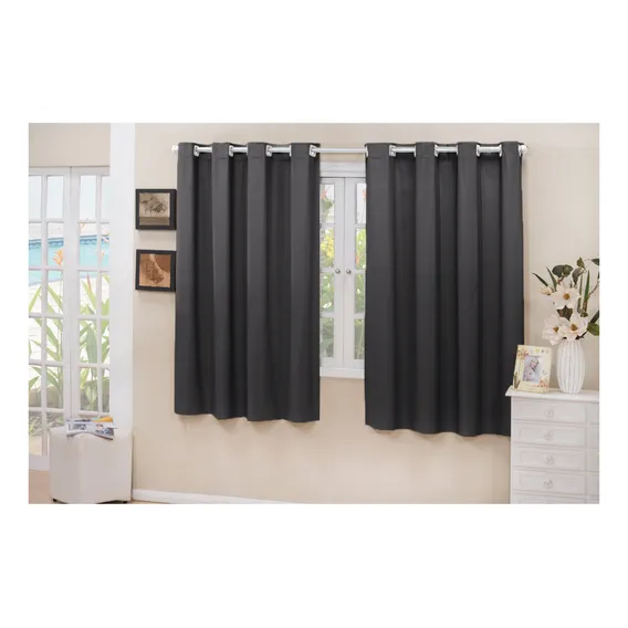 Cortina Cozinha Blackout Tecido Preto 2,80x1,50 Corta Luz Foto 1