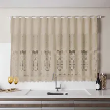 Cortina Cozinha Donna 280x150 Cm Renda Arabesco Com Band么 Cor Desert Foto mini 2