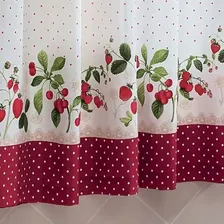 Cortina Cozinha Estampada Varão Eva Ivana 2,00x1,20m Dohler Cor IOLANDA - Branco/Vermelho Foto mini  2