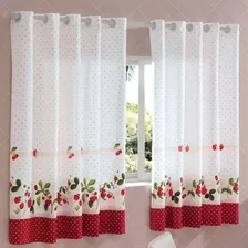 Cortina Cozinha Estampada Varão Eva Ivana 2,00x1,20m Dohler Cor IOLANDA - Branco/Vermelho Foto mini 4