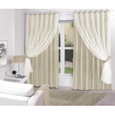 Cortina Creme Sala/quarto Tecido Com Renda 300 X 270 Foto  mini 1