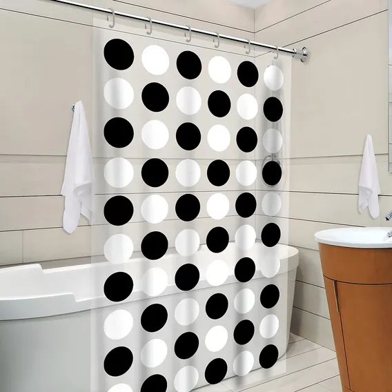 Cortina De Box Estampada Balls Preto E Branco Foto 1