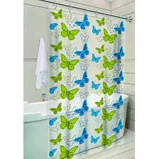 Cortina De Box Estampada Papilon Azul E Verde Foto  mini 1