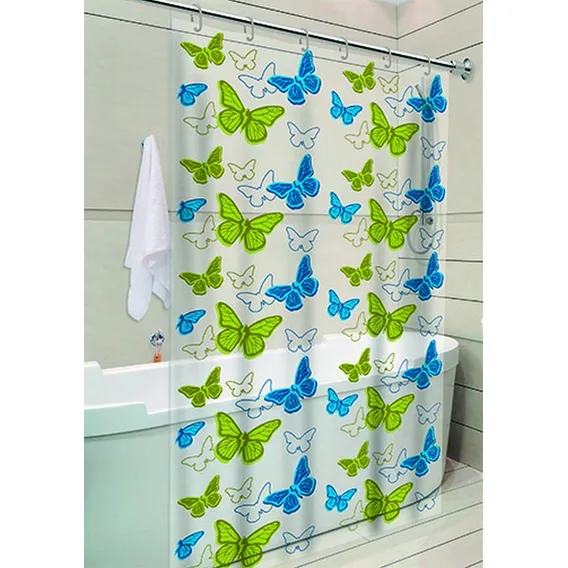 Cortina De Box Estampada Papilon Azul E Verde Foto 1