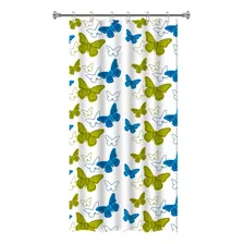Cortina De Box Estampada Papilon Azul E Verde Foto mini  3