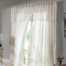 Cortina De Renda Donna 350x220 Cm Irlanda Com Bandô Bege Foto mini  3