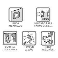 Cortina De Varão Voil Xadrez Sala 3,00x2,50 Ilhós Cromado Cor Xadrez Pérola Foto mini 4