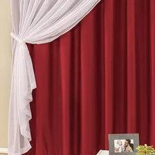 Cortina Elegance Semi Blackout Voal 2,00x1,70m Sala Vermelho Foto mini  3