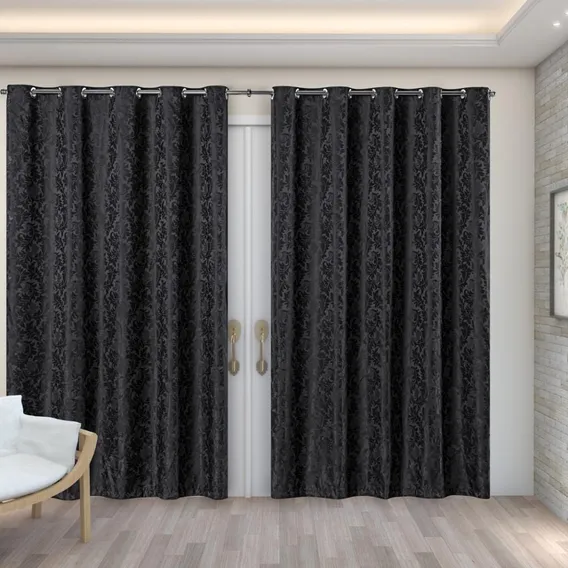 Cortina Em Tecido Jacquard 4,00 M X 2,70 M - Preto Foto 1
