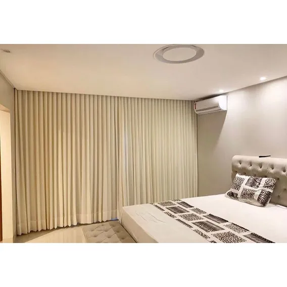 Cortina Gaze De Linho Blackout com Forro Blackout E Trilho Wave Duplo Cor Branco Foto 1