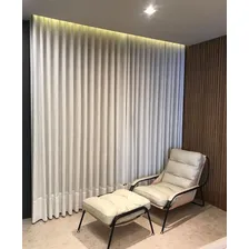 Cortina Gaze De Linho Blackout com Forro Blackout E Trilho Wave Duplo Cor Branco Foto mini  2