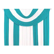 Cortina Grande Para Sala Eventos Igrejas Quarto 4 00 X 2 80 Cor Azul Turquesa/branco Foto  mini 1