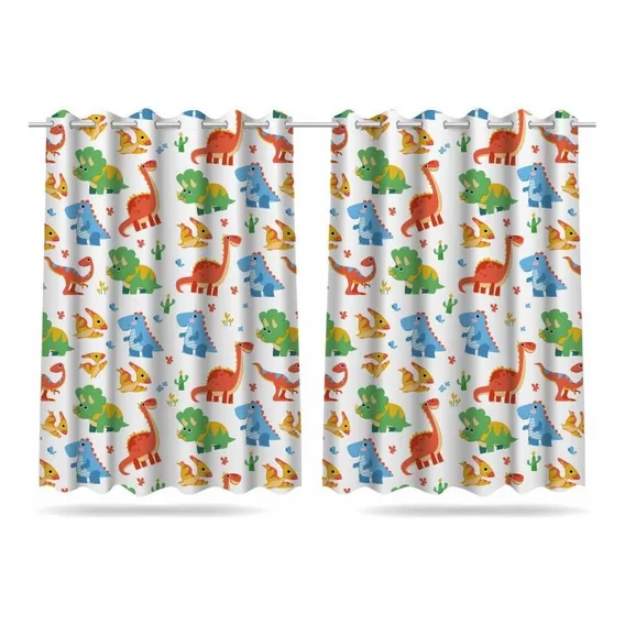 Cortina Infantil Divertida Dinossauro Cute 03 2,60x1,50m Foto 1