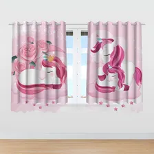 Cortina Infantil Quarto Criança Unicórnio Mod 02 2,60x1,50m Cor Rosa Foto mini 4