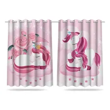 Cortina Infantil Quarto Criança Unicórnio Mod 02 2,60x1,50m Cor Rosa Foto mini 1