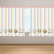 Cortina Infantil Quarto Infantil Safari Rosa 2,80x1,40m Foto mini  3