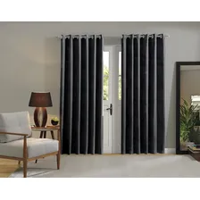 Cortina Jacquard 300x250 Para Sala/quarto | Admirare Cor Preta Foto mini 1