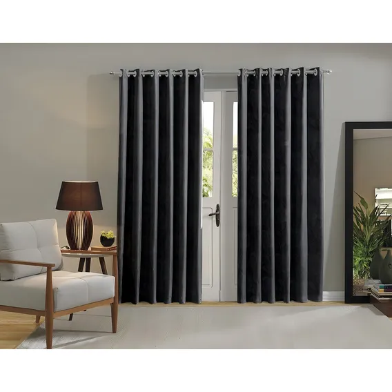 Cortina Jacquard 300x250 Para Sala/quarto | Admirare Cor Preta Foto 1