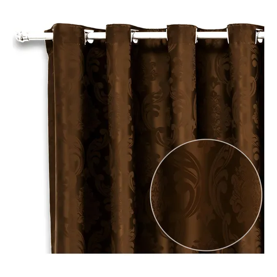 Cortina Jacquard Marron Tecido Semi Blackout 4,00x2,80 Foto 1
