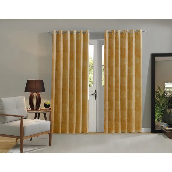 Cortina Jacquard Para Sala/quarto 400x250| Admirare Cor Gold Foto 1