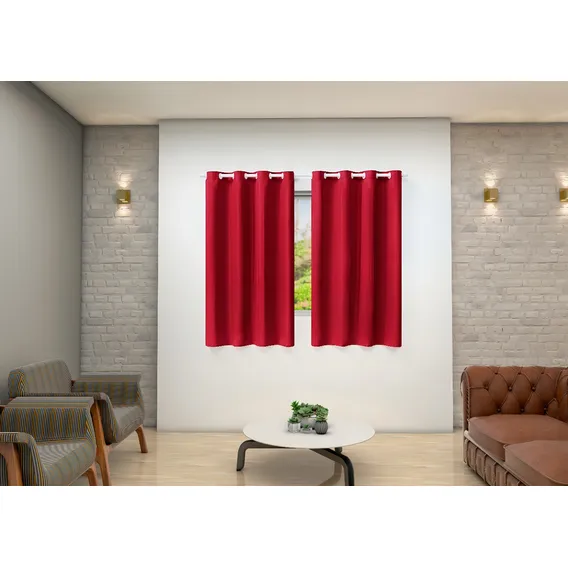 Cortina Jasmim Para Sala Quarto 2,80x1,70 P/ Sala Ou Quarto Cor Vermelho Foto 1