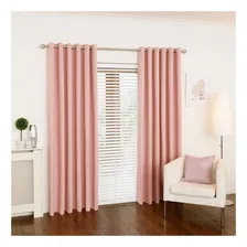 Cortina Lana Salmão Oxford 300x250 Para Sala/quarto Foto  mini 1