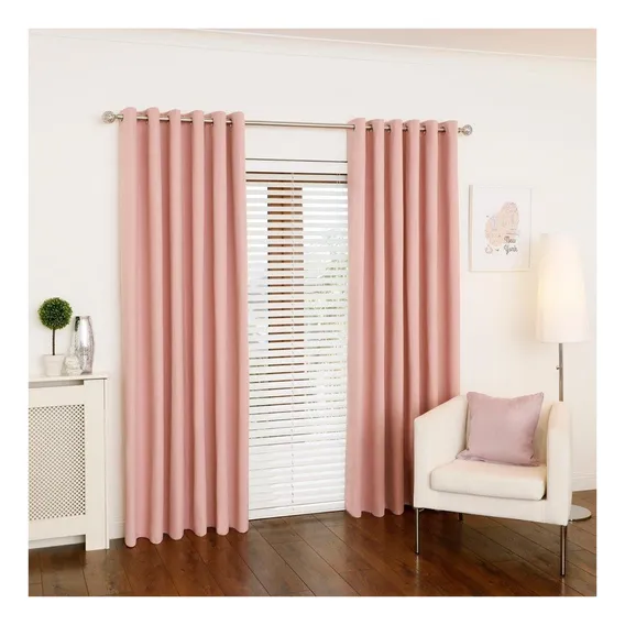 Cortina Lana Salmão Oxford 300x250 Para Sala/quarto Foto 1